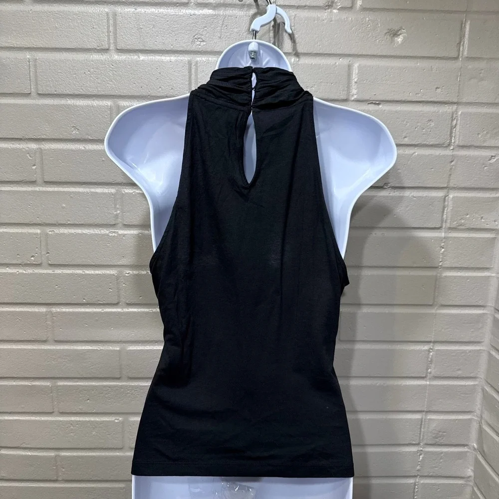 Nation LTD Hanna Halter Cross Front Top Black Pima Cotton Blend NWT M Peru Basic